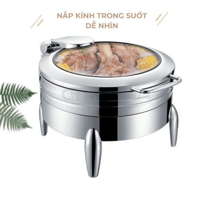 nồi hâm buffet nắp kính cao cấp gắn trục thủy lực YD-4032, nồi buffet hơi nắp kính