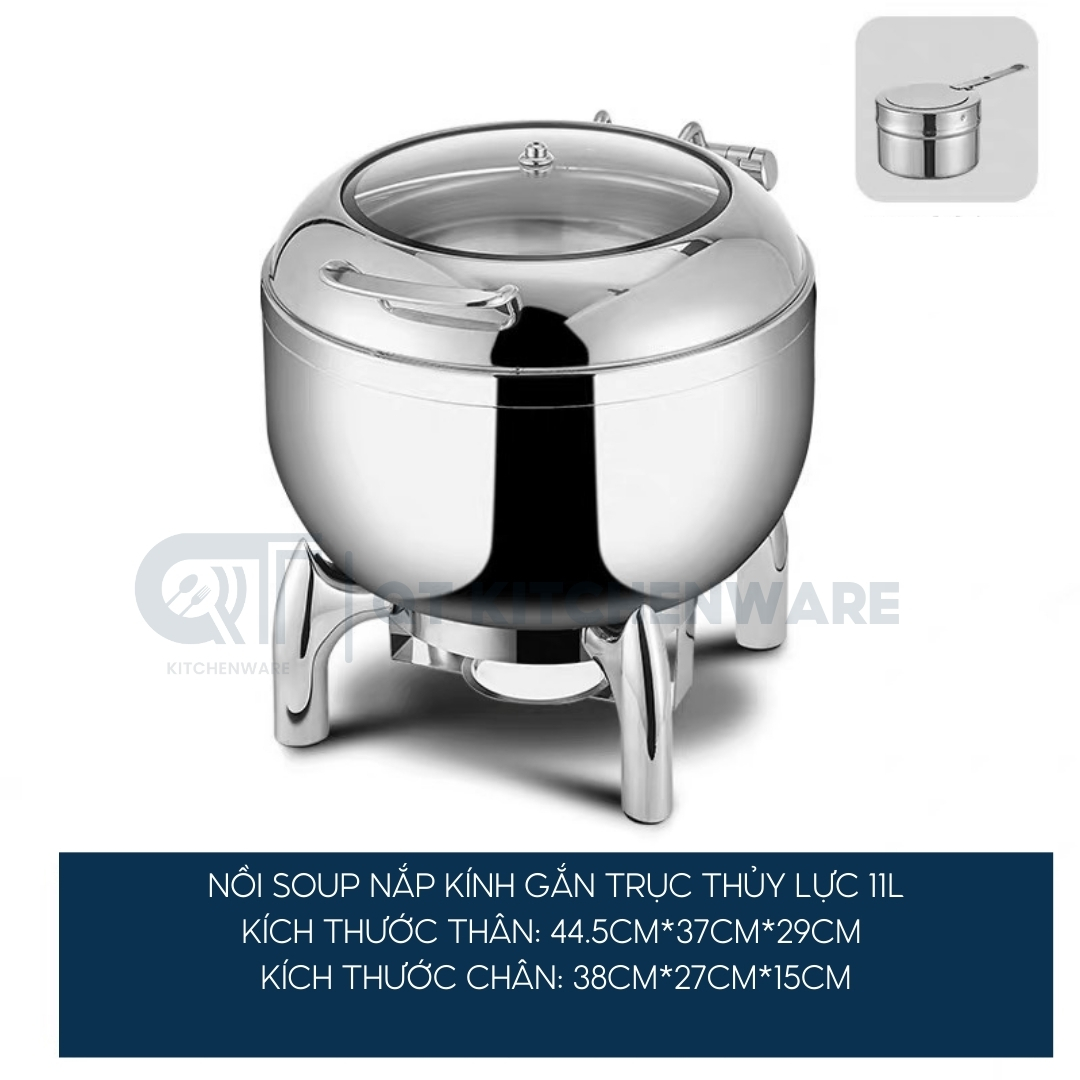 Nồi hâm soup buffet nắp kính gắn trục thủy lực YD-815